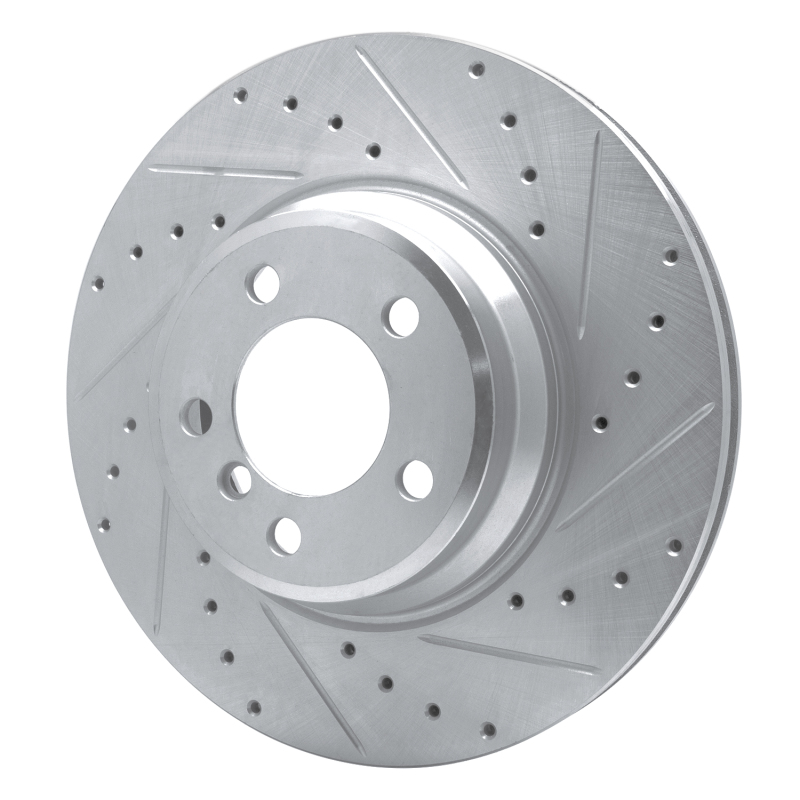 BMW 750LI Brake Rotor (1) - Front Right - R1 Concepts - Drilled & Slotted - Silver - `02-`08